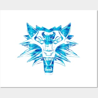 ✯ Wolf Head ✯ Watercolor stencil art style wolf sticker Posters and Art